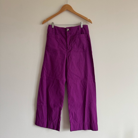 Anthropologie Maeve | The Colette Cropped Wide-Leg Pants in Purple ~ US 29 - Picture 3 of 7